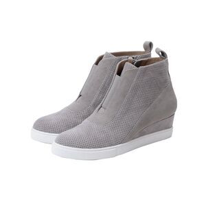NEW Linea Paolo Anna Womens Size 9 Wedge Sneaker Bootie Gray Perforated Suede